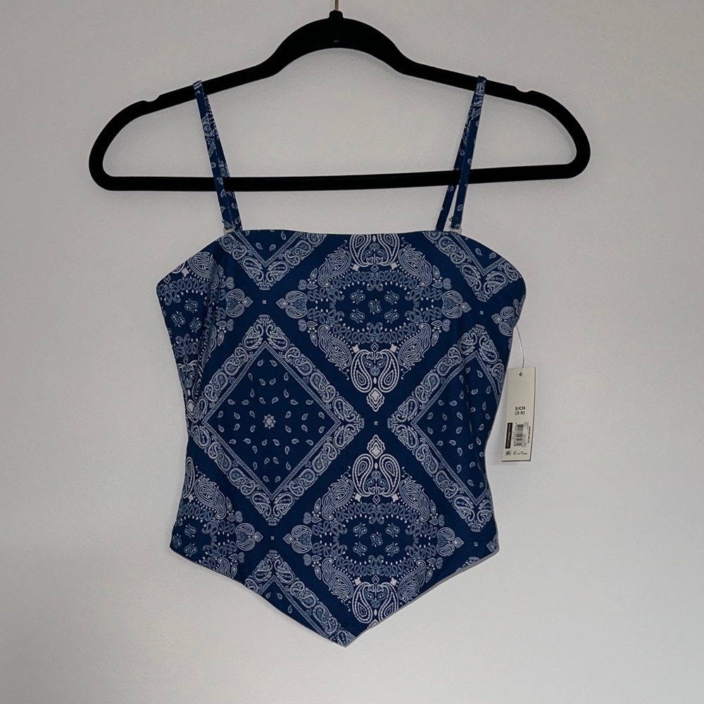 No Boundaries Blue Patterned Crop Top